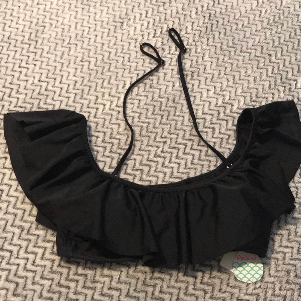 Ruffled swim top bikini L nwt